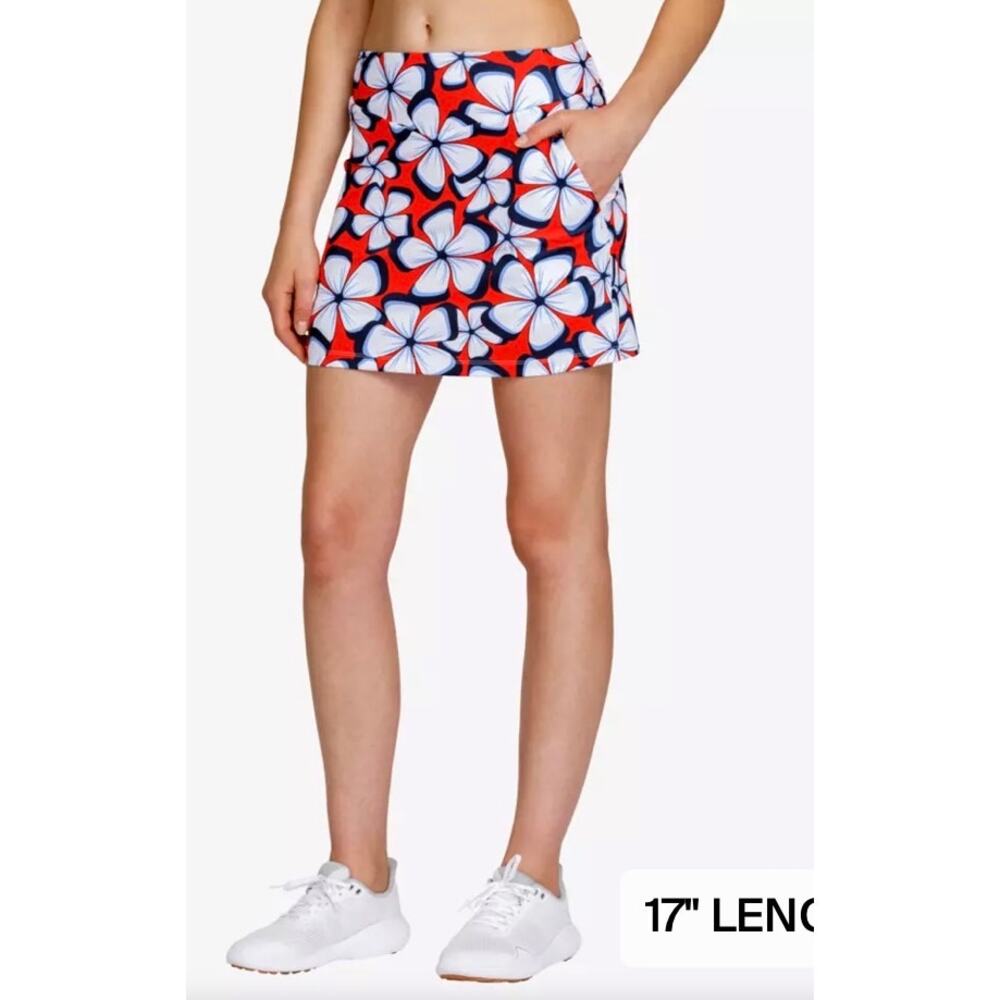 Tail 17" Nadja Golf Skort Zipper Pockets Hiking Red White Floral Size S